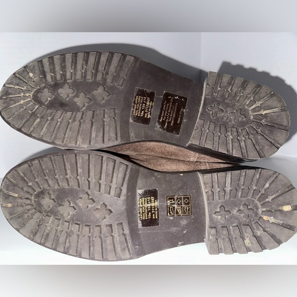 Tory Burch Wayland Ankle Boots Metallic Pewter Leather Lamb Shearling 10 M - Picture 5 of 6